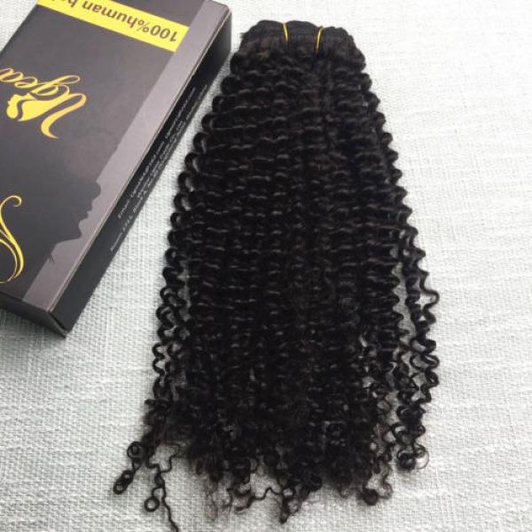 7A Kinky Curly Brazilian Virgin Clip in Human Hair Extensions Afro Full Head #2 image