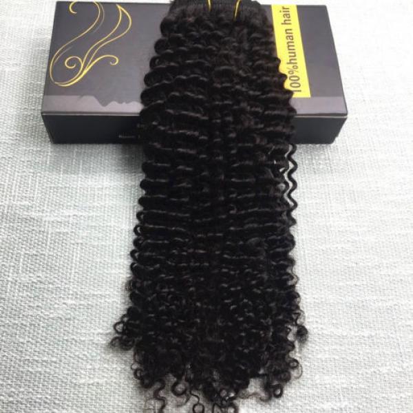 7A Kinky Curly Brazilian Virgin Clip in Human Hair Extensions Afro Full Head #4 image