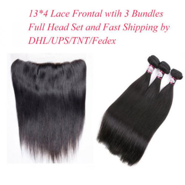 13*4 Lace Frontal Closure with 3 Bundles Brazilian Virgin Human Hair Straight #2 image
