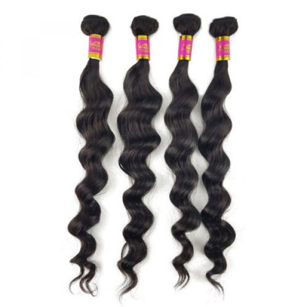 Unprocessed Brazilian Loose Wave Virgin Hair Weft Hair Bundles 8A 4 Bundles 200g #4 image