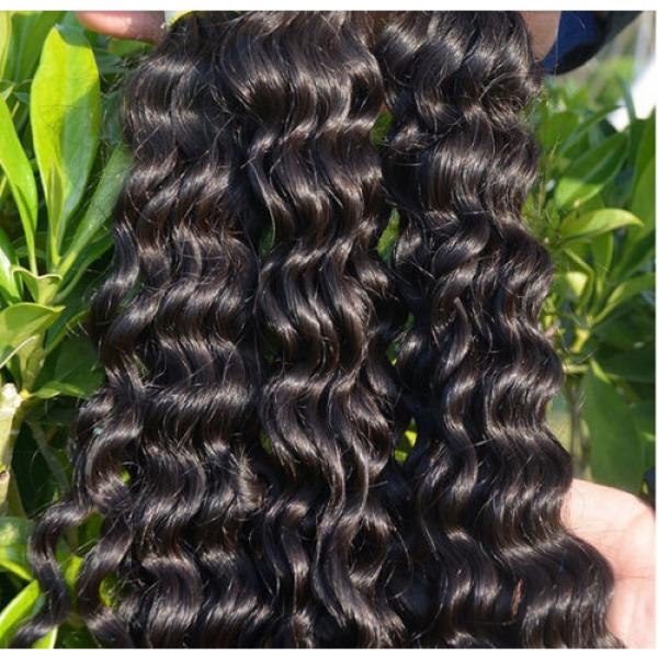 100% 6A Unprocessed Virgin Brazilian deep  wave Hair Natural Black bundles 100g #2 image