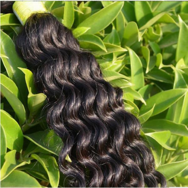 100% 6A Unprocessed Virgin Brazilian deep  wave Hair Natural Black bundles 100g #3 image