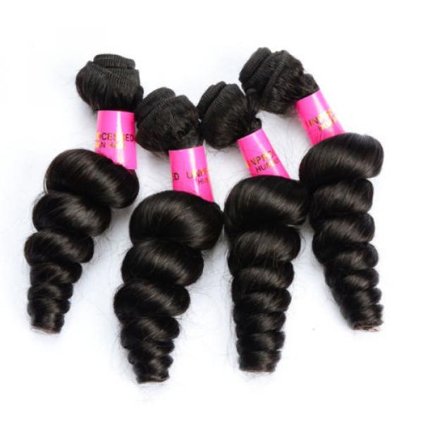 200g/ 4 Bundles Loose Wave Human Hair Extension Virgin Brazilian Hair Weave Weft #4 image