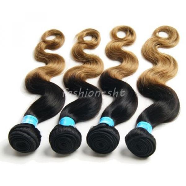 1 Bundle Brazilian Virgin Remy Body Wave  Ombre Human Hair Extensions 50G #1B/27 #4 image