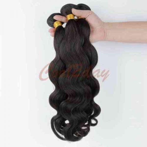 3 Bundles / 150G Brazilian Virgin Body Wave Weave Weft Human Hair Wavy 8&#034;+8&#034;+10&#034; #3 image