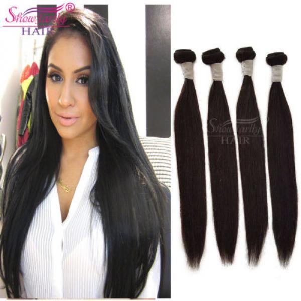 4 Bundles 200g 100% Brazilian Straight Virgin Hair Weft Hair Bundle 14 16 18 20 #1 image