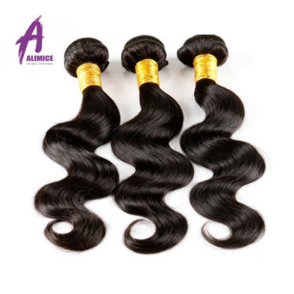 3 Bundles Body Wave Brazilian Virgin Human Hair With 360 Lace Frontal Closure 8A #3 image