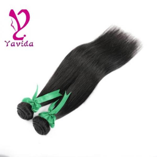 THICK Virgin Brazilian Straight Silky Human Hair Extensions Weft 2Bundles/200g #2 image