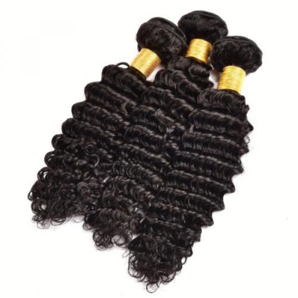 3 Bundle 300g Brazilian Virgin Hair Deep Wave Human Hair Extension Natural Black #3 image