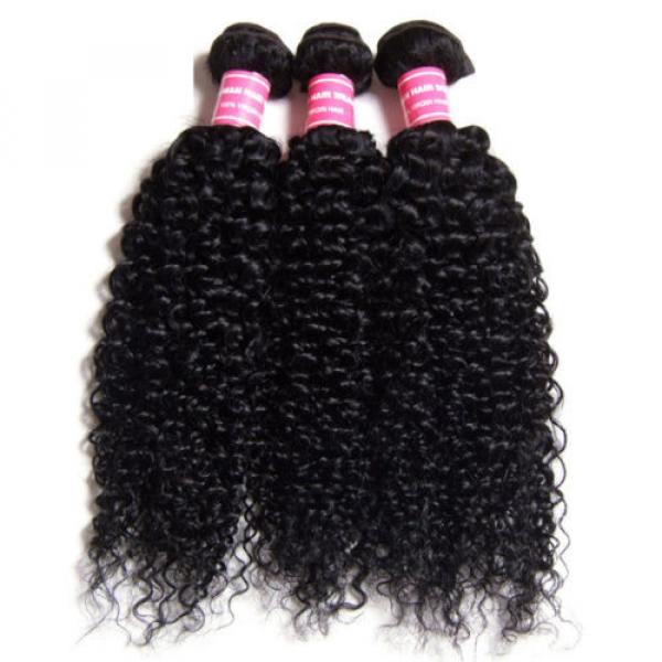 3 Bundles Brazilian 7A Kinkly Curly Remy Virgin Human Hair Extensions Weave 150G #1 image