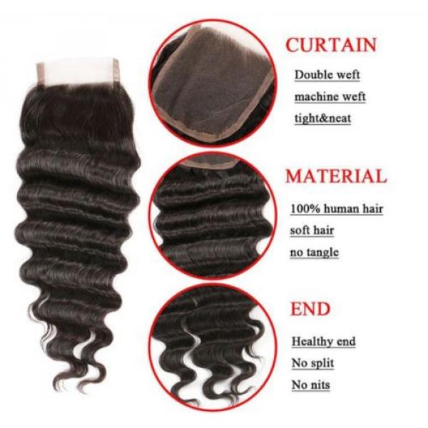 Brazilian Hair Loose Wave 1 Pcs 4&#034;x4&#034; Lace Closure Human Virgin Hair Weave 6a #4 image