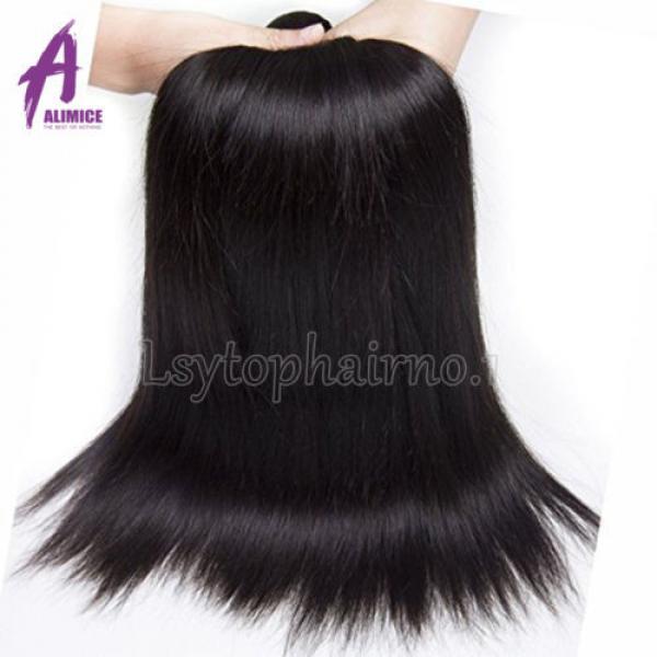 Straight Brazilian Virgin Hair  Remy Human Hair Weave with Closure 4 Bundles 7a #4 image