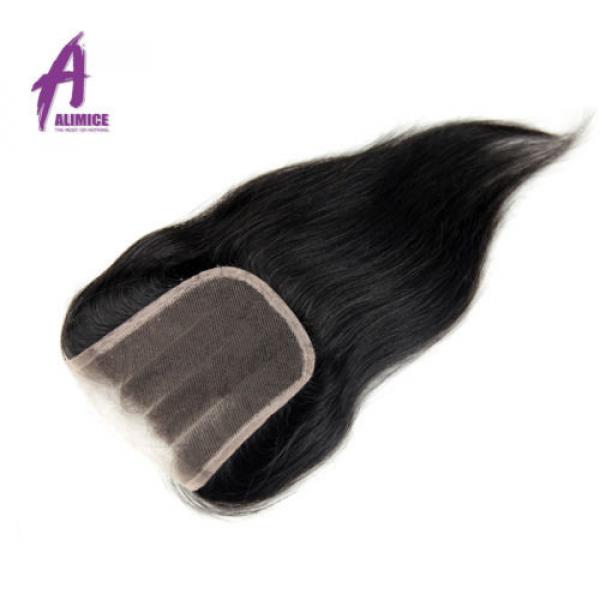Straight Brazilian Virgin Hair  Remy Human Hair Weave with Closure 4 Bundles 7a #5 image
