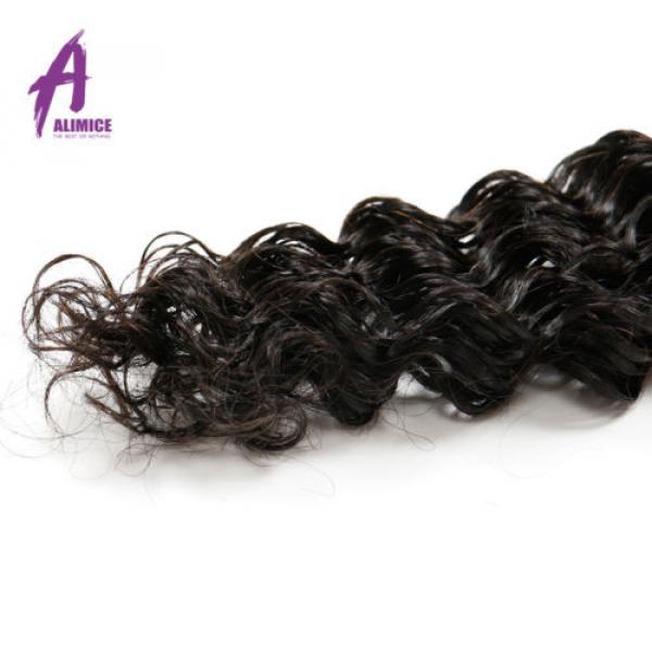 3 Bundles Deep Wave Brazilian Virgin Human Hair With 360 Lace Frontal Closure 8A #4 image