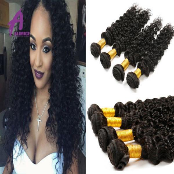 4 Bundles Deep Wave Brazilian Virgin Human Hair Extensions Bundles Curly 8A 400g #1 image