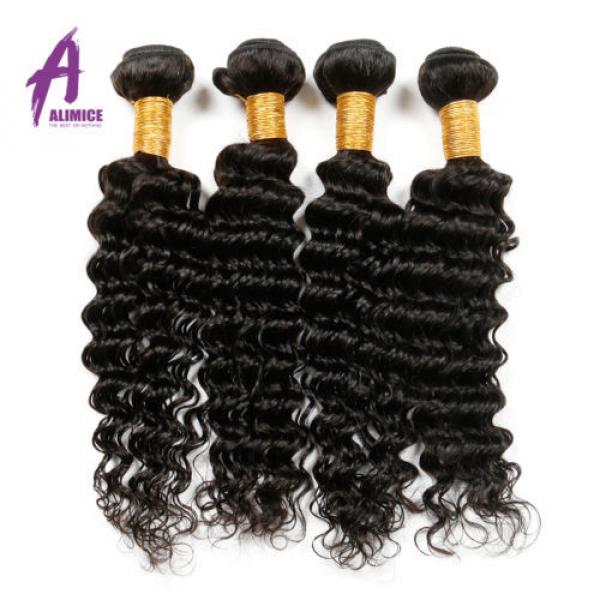 4 Bundles Deep Wave Brazilian Virgin Human Hair Extensions Bundles Curly 8A 400g #2 image