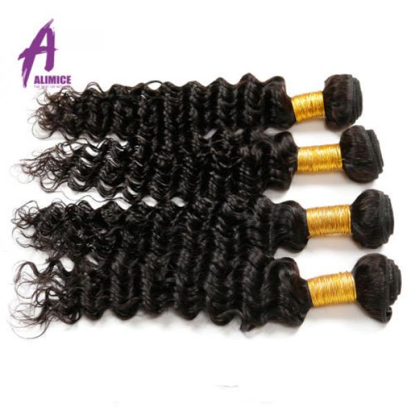 4 Bundles Deep Wave Brazilian Virgin Human Hair Extensions Bundles Curly 8A 400g #4 image