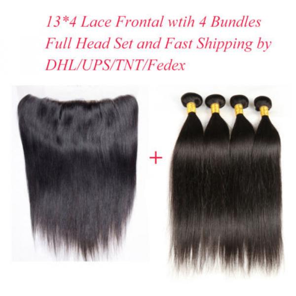 13*4 Lace Frontal Closure with 4Bundles Brazilian Virgin Hair Straight Full Head #2 image