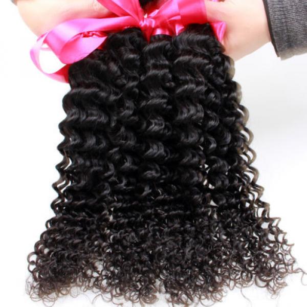 New 3 Bundle Deep Weave Curly Brazilian Virgin Human Hair Extension Weaving Weft #1 image