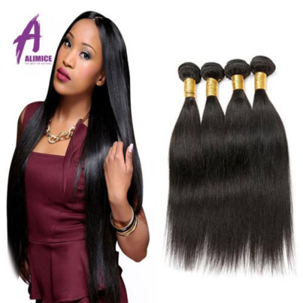 4 Bundles Straight Hair Brazilian Virgin Human Hair Extensions Weave 400g 7A #1 image