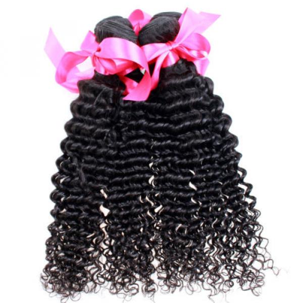 New 3 Bundle Deep Weave Curly Brazilian Virgin Human Hair Extension Weaving Weft #2 image