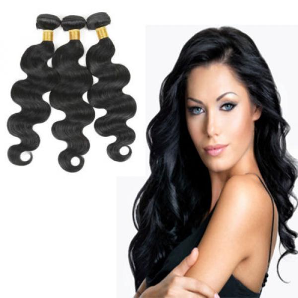 3 Bundles/150g total Brazilian Virgin Body Wave Weave Weft 100% Human Hair Wavy #1 image