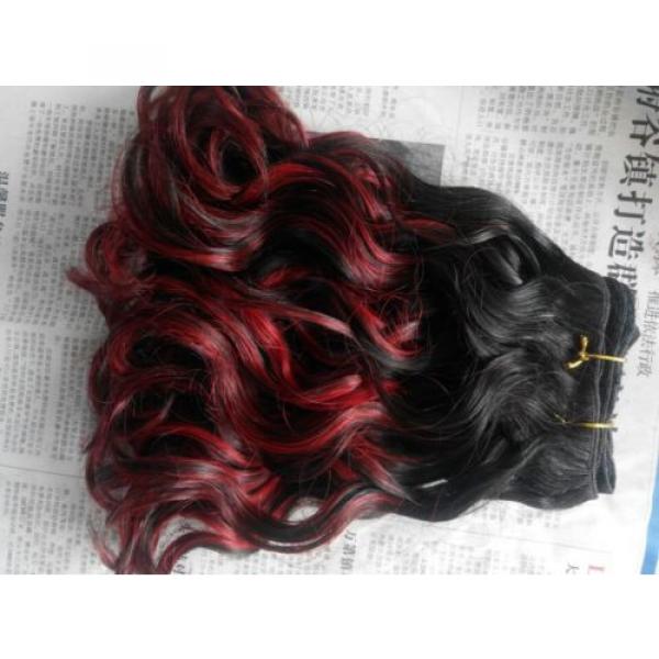 Brazilian Human Hair Curly Extensions mixed color Weft Virgin WAVE Hair Weave #2 image
