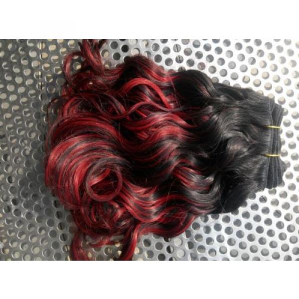 Brazilian Human Hair Curly Extensions mixed color Weft Virgin WAVE Hair Weave #4 image
