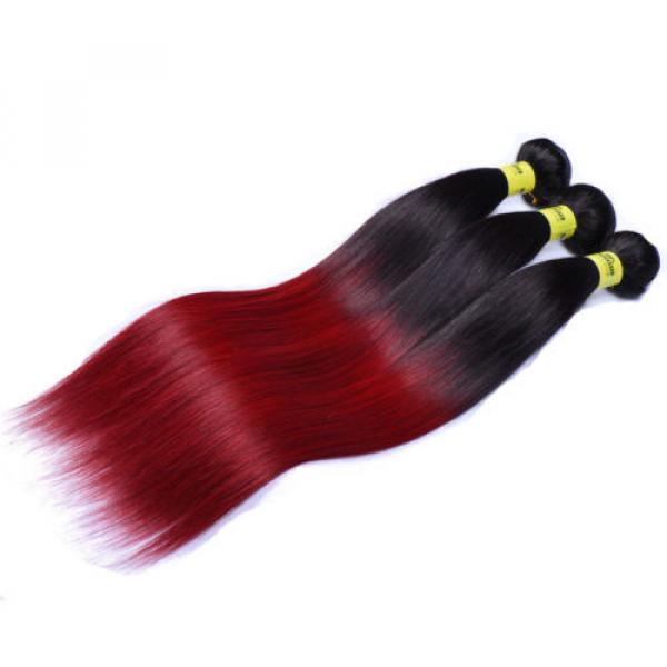 Silky straight 1b/bug Ombre Color Brazilian Virgin Human Hair 3 Bundles/150g #2 image