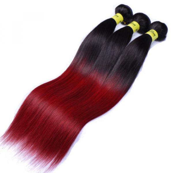 Silky straight 1b/bug Ombre Color Brazilian Virgin Human Hair 3 Bundles/150g #3 image