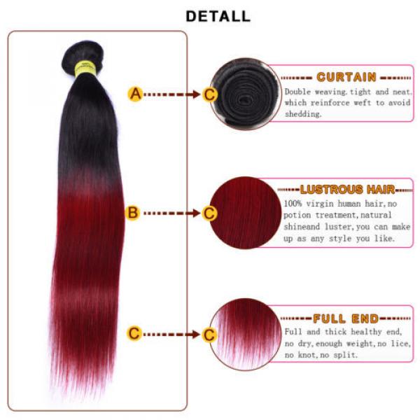 Silky straight 1b/bug Ombre Color Brazilian Virgin Human Hair 3 Bundles/150g #4 image