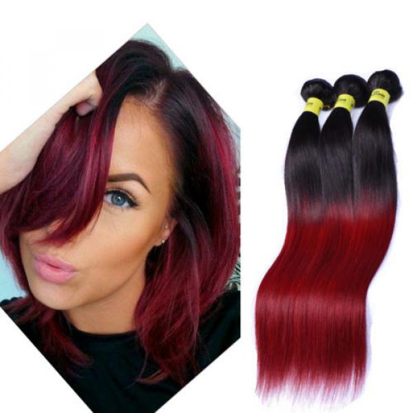 Silky straight 1b/bug Ombre Color Brazilian Virgin Human Hair 3 Bundles/150g #5 image