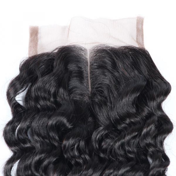 3 Bundles 100% Brazilian Virgin Human Hair Deep Curly Wave And Lace Closure 4*4 #5 image