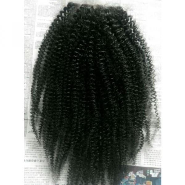brazilian natural black Human virgin hair kinky coarse lace closure 4*4 inch #1 image
