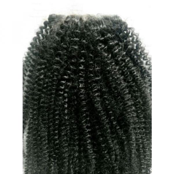 brazilian natural black Human virgin hair kinky coarse lace closure 4*4 inch #2 image