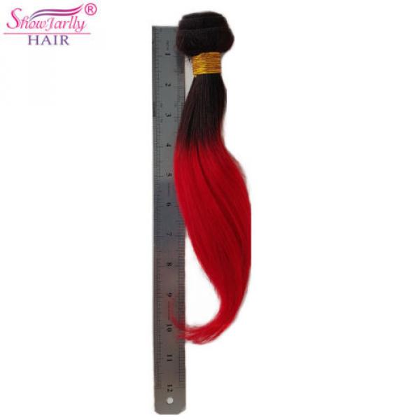 3 Bundles 150g 10&#034; Ombre 100% Brazilian Body Wave Virgin Hair Weft 8A #1B/Red #2 image