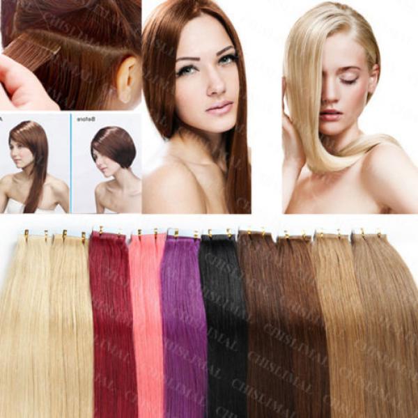 grade 8A Double Drawn 100% Brazilian Virgin Remy Tape In Human Hair Extensions #1 image