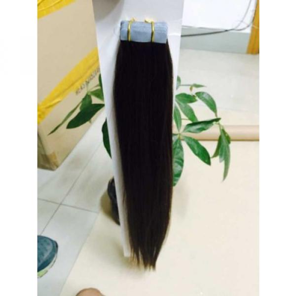 grade 8A Double Drawn 100% Brazilian Virgin Remy Tape In Human Hair Extensions #2 image