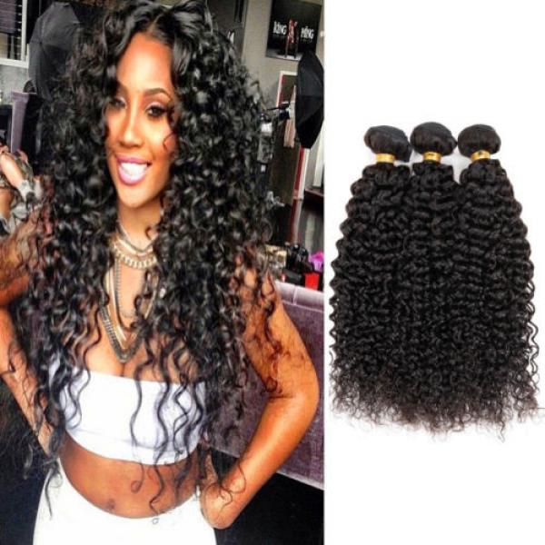 3 Bundles 150g Virgin 100% Brazilian Kinky Curly Hair Weave Human Hair Extension #1 image