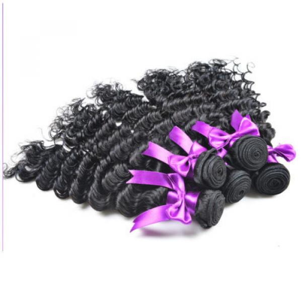 7A Brazilian Deep Wave Virgin Hair100% Brazilian Human Hair Weave 8“X3 Bundle #2 image