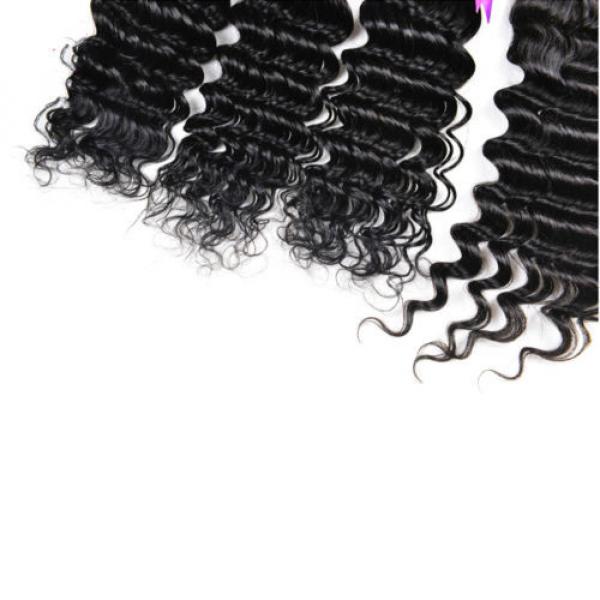 7A Brazilian Deep Wave Virgin Hair100% Brazilian Human Hair Weave 8“X3 Bundle #3 image