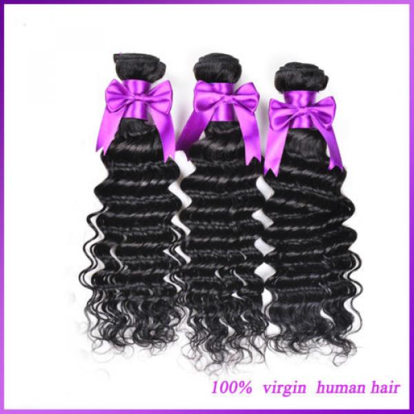 7A Brazilian Deep Wave Virgin Hair100% Brazilian Human Hair Weave 8“X3 Bundle #5 image