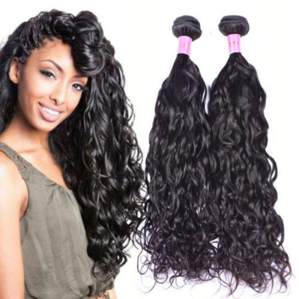 Brazilian Virgin Hair Bundles Water Wave Human Hair Weft Natural Black 1B# 100g #1 image