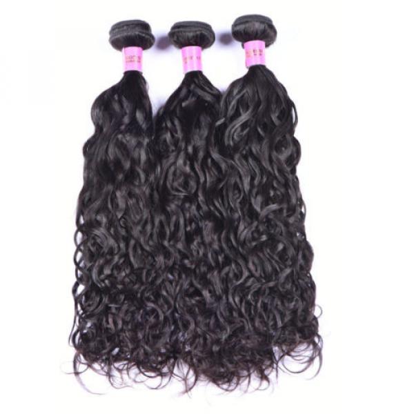 Brazilian Virgin Hair Bundles Water Wave Human Hair Weft Natural Black 1B# 100g #3 image