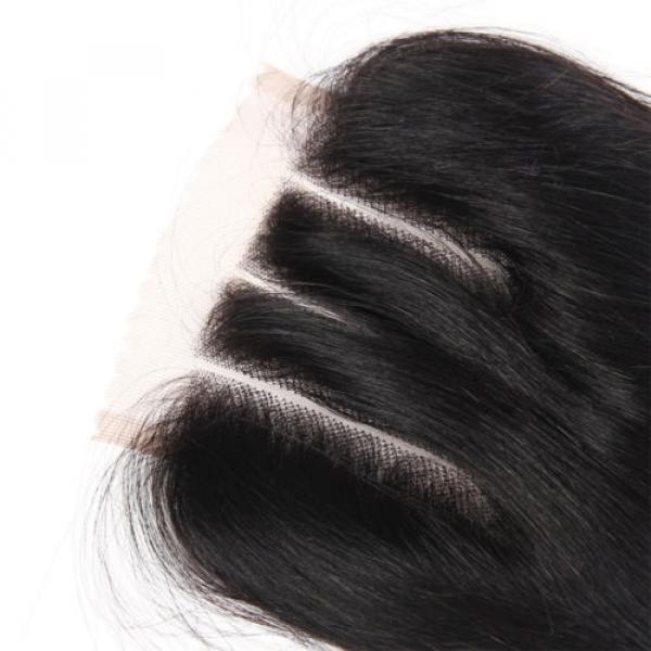 8A Brazilian Virgin Human Hair Extension Lace Top Closure Invisible Three Part #3 image