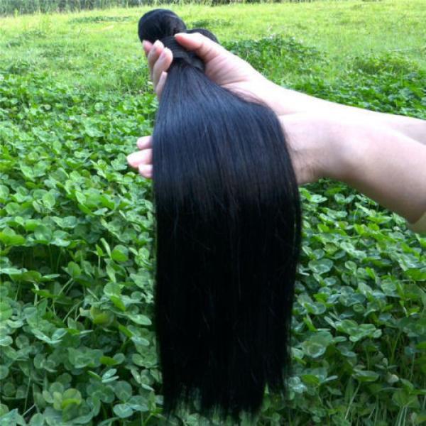 100% 6A 1 Bundle 100g Virgin Brazilian Straight 10-30&#034; Natural Black Human Hair #2 image