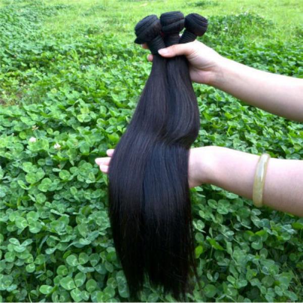 100% 6A 1 Bundle 100g Virgin Brazilian Straight 10-30&#034; Natural Black Human Hair #3 image