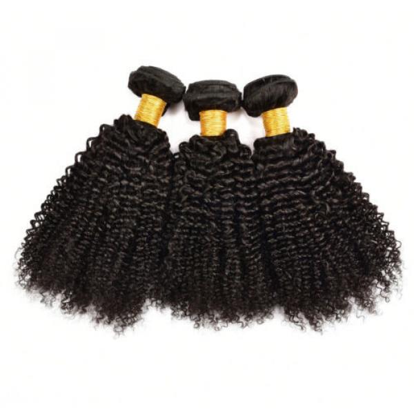 3 Bundles Brazilian Virgin Hair Kinky Curly Human Hair Extensions Natural Black #2 image