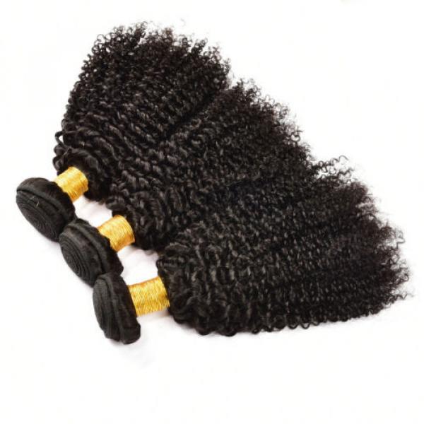 3 Bundles Brazilian Virgin Hair Kinky Curly Human Hair Extensions Natural Black #5 image