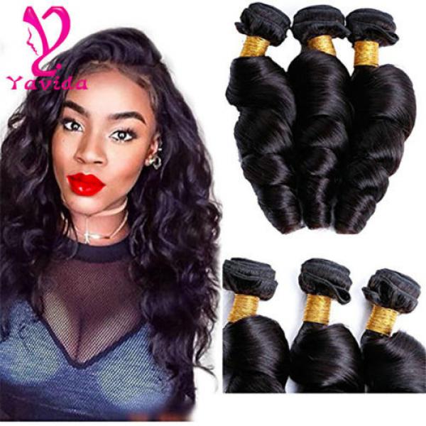 3 Bundles Loose Wave Curly Brazilian Virgin Hair Human Hair Extensions Weft 300g #1 image
